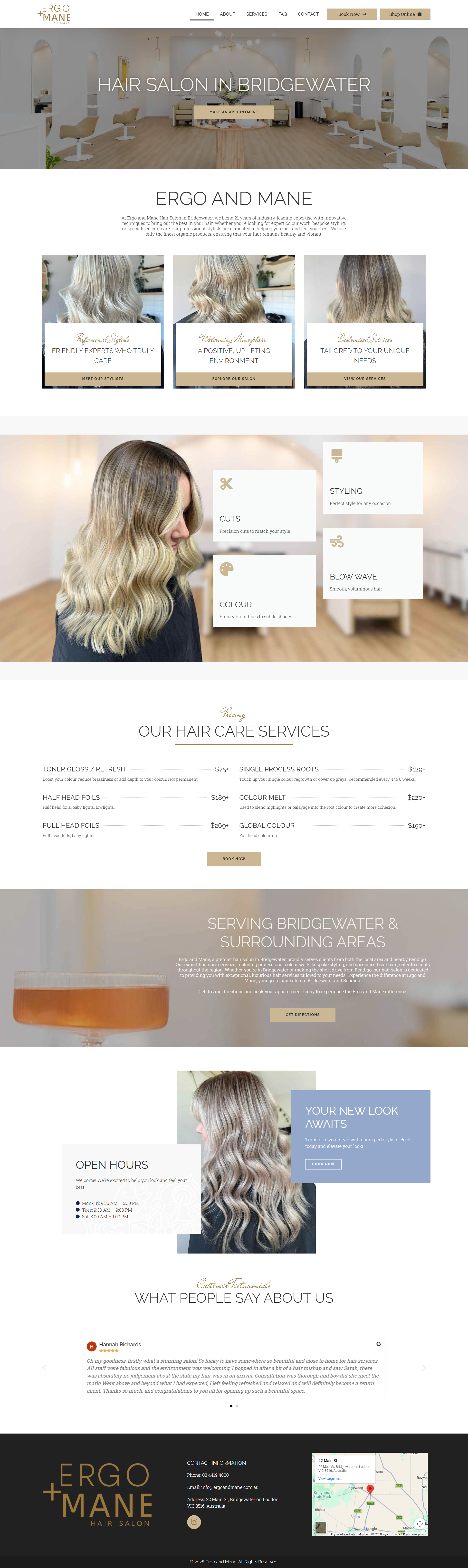 Ergo and Mane website preview