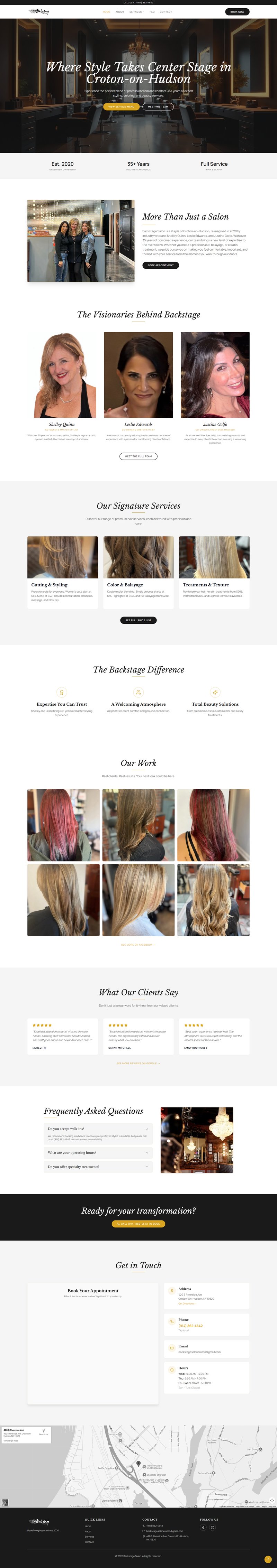 Backstage Salon website preview