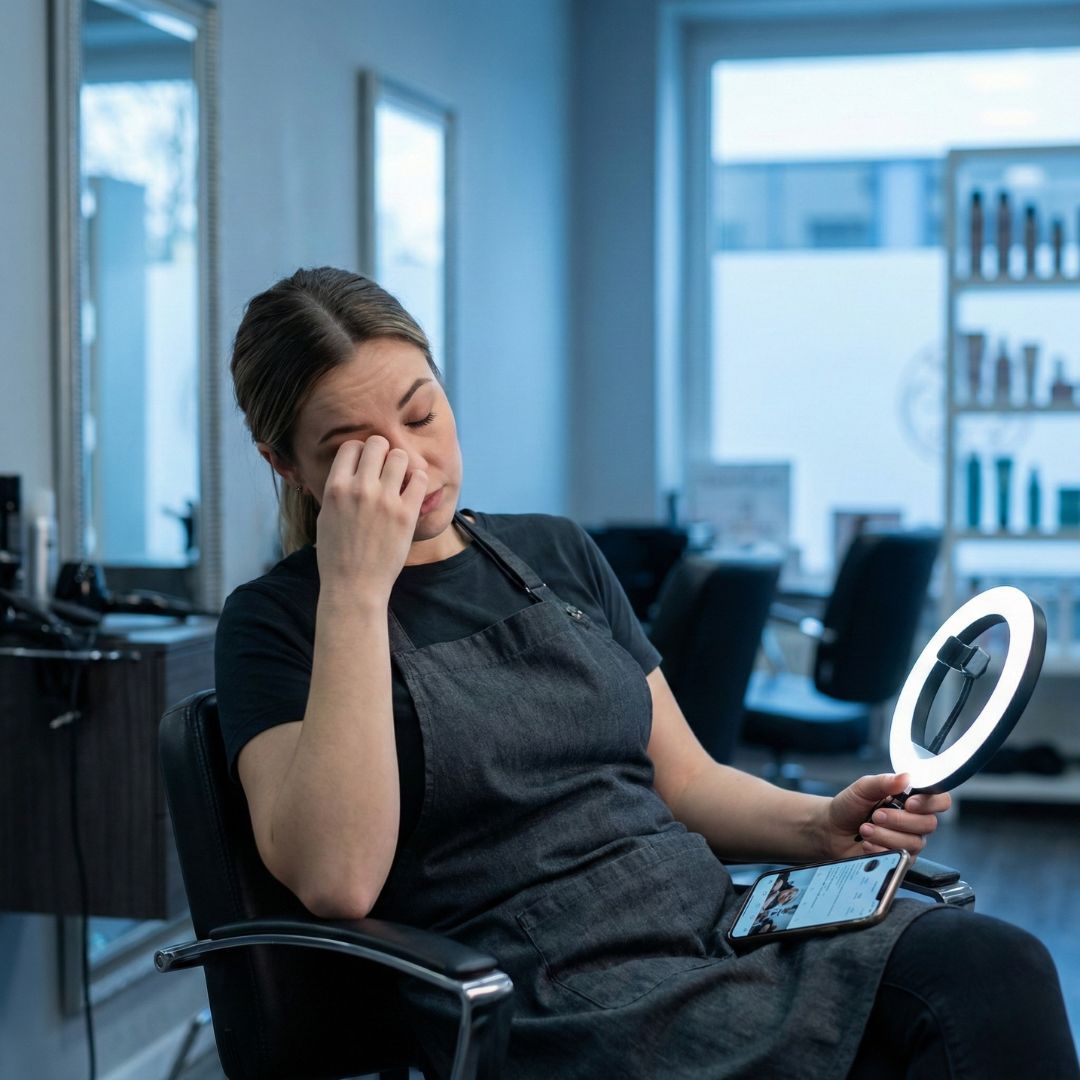 Stylist overwhelmed with social media content creation